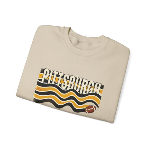 Pittsburgh Wavy Football Crewneck Sweatshirt