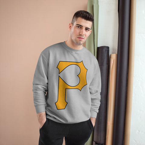 Heart of Pittsburgh - P for Pittsburgh Series - Champion Crewneck Sweatshirt Sweatshirt Printify   