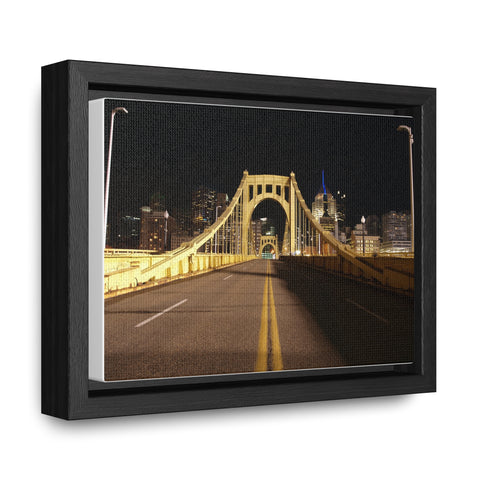 Pittsburgh Roberto Clemente Bridge at Night printed on Canvas Wraps, Horizontal Frame Canvas Printify