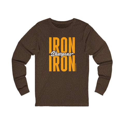 Iron Sharpens Iron Proverbs 27:17 - Frequent Tomlin Quote - Long Sleeve Tee Long-sleeve Printify S Heather Brown