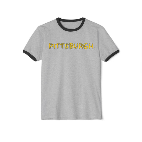Pittsburgh Bubble Letters - Next Level Unisex Cotton Ringer T-Shirt