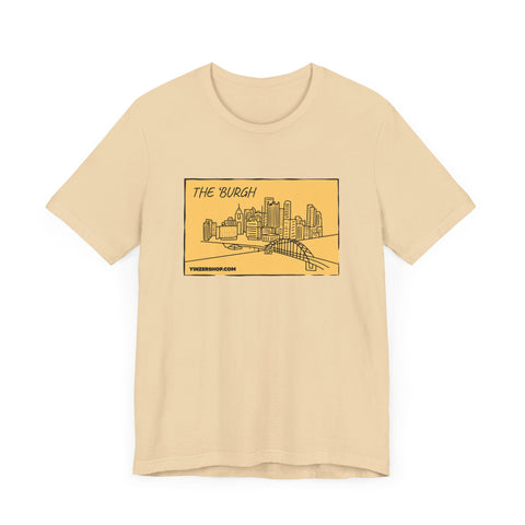 The 'Burgh Cartoon Pittsburgh Skyline - Short Sleeve Shirt T-Shirt Printify Soft Cream S