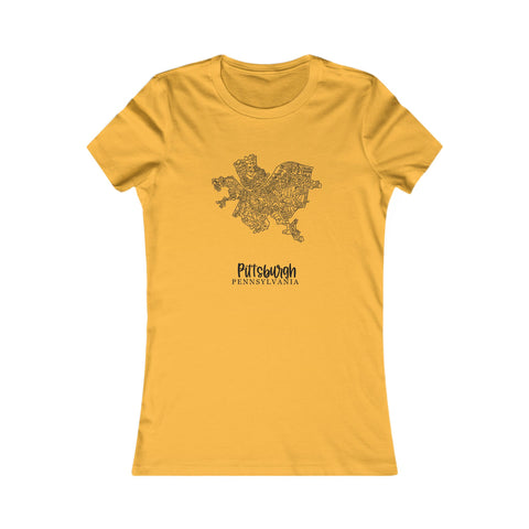 Pittsburgh Neighborhood Map - Women's Favorite Tee