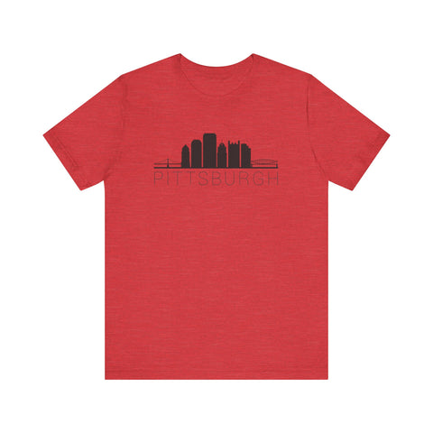 Pittsburgh Downtown Skyline Simplistic Design T-Shirt  - Unisex bella+canvas 3001 T-Shirt Printify Heather Red S 