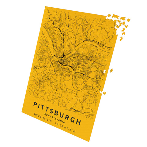 Pittsburgh City Street Map Jigsaw Puzzle with Tin Puzzle Printify 40" x 28" (2000 pcs)