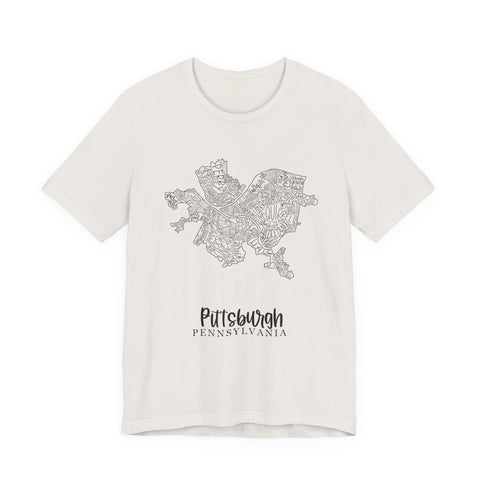Pittsburgh Neighborhoods Map Short Sleeve T-Shirt