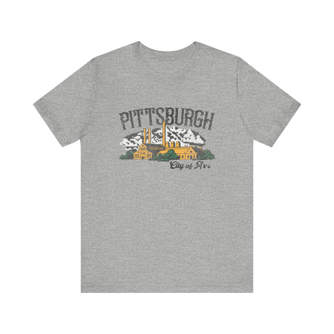 Pittsburgh City of Iron Vintage Logo - Short Sleeve Tee T-Shirt Printify Athletic Heather XS