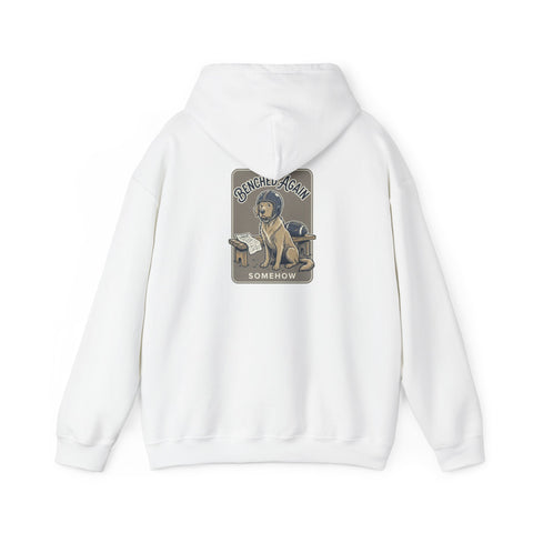Football Pocket Hoodie with 'Somehow' Labrador Vintage Poster Back