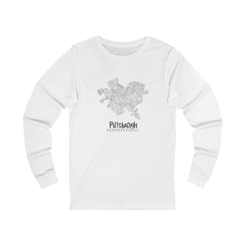 Pittsburgh Topo Word Map Graphic Premium Fit Long Sleeve T-shirt