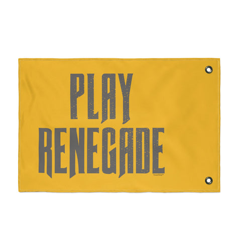 Play Renegade Distressed Graphic  - Double Sided Yellow Flag with Black