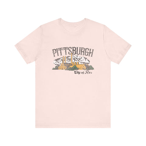 Pittsburgh City of Iron Vintage Logo - Short Sleeve Tee T-Shirt Printify Soft Pink XS