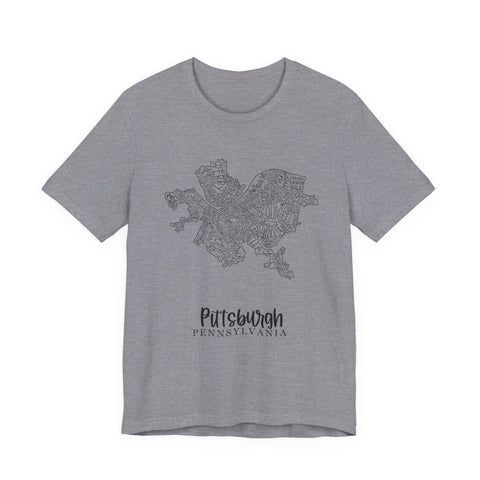 Pittsburgh Neighborhoods Map Short Sleeve T-Shirt