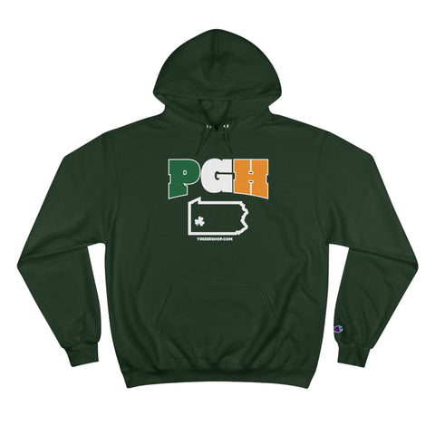 PGH Series Irish Flag - St Patty's Day - Champion Hoodie Hoodie Printify Dark Green S 