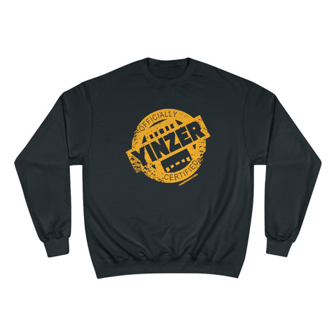 Certified Yinzer - Champion Crewneck Sweatshirt Sweatshirt Printify Black S 