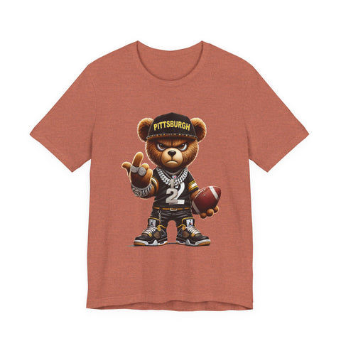 Young and Mean Pittsburgh Bear - Unisex Jersey Short Sleeve Tee