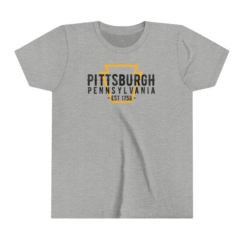 Pittsburgh PA Keystone - Youth Short Sleeve Tee Kids clothes Printify Athletic Heather S