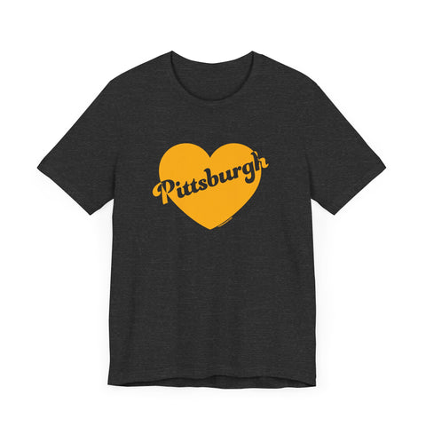 Pittsburgh Retro Heart - Short sleeve t-shirt T-Shirt Printify Dark Grey Heather S