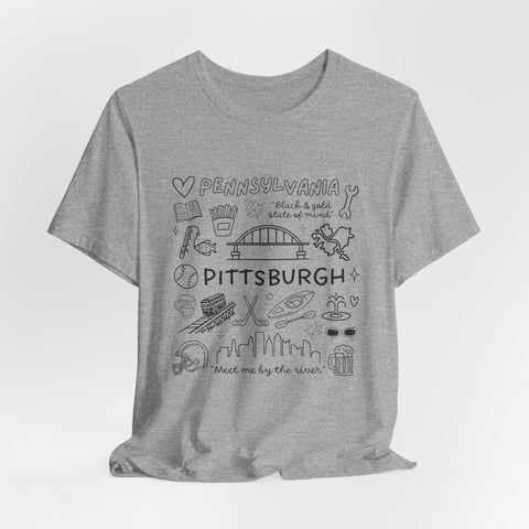 Pittsburgh Doodle Collage - Unisex Jersey Short Sleeve Tee