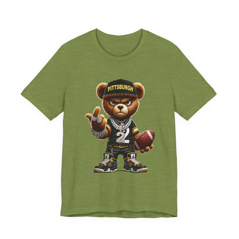 Young and Mean Pittsburgh Bear - Unisex Jersey Short Sleeve Tee