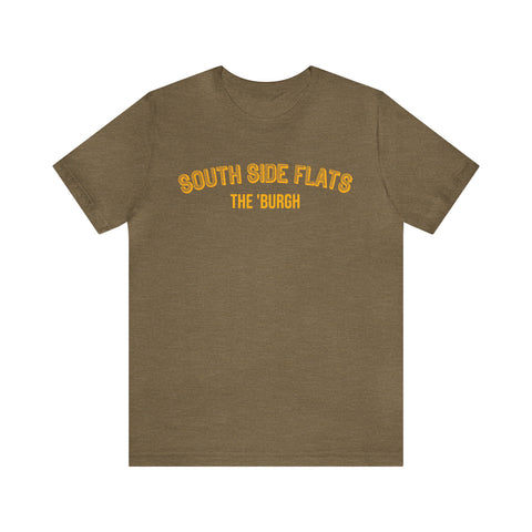 South Side Flats - The Burgh Neighborhood Series - Unisex Jersey Short Sleeve Tee T-Shirt Printify Heather Olive M 