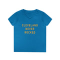 Cleveland Never Rocked - Ladies' V-Neck T-Shirt V-neck Printify S Sapphire