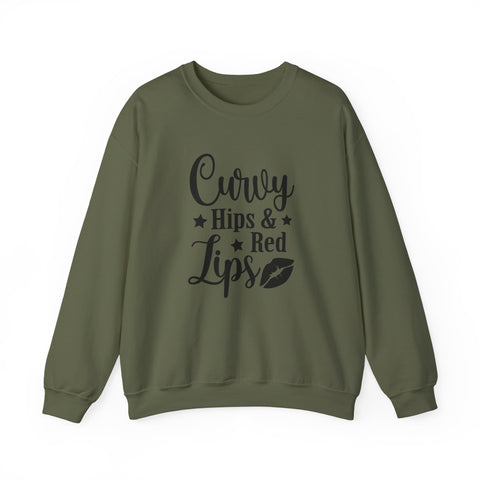 Curvy Hips & Red Lips (Pittsburgh Sarcasm Series) - Heavy Blend™ Crewneck Sweatshirt