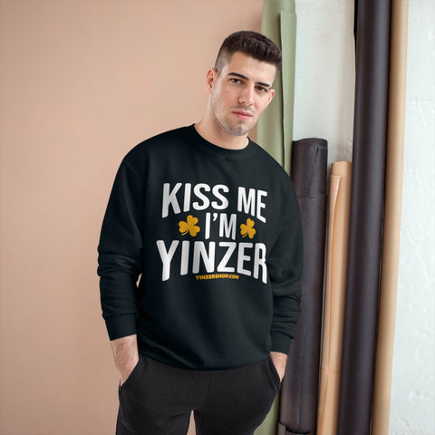 Kiss Me, I'm Yinzer - Champion Crewneck Sweatshirt Sweatshirt Printify   