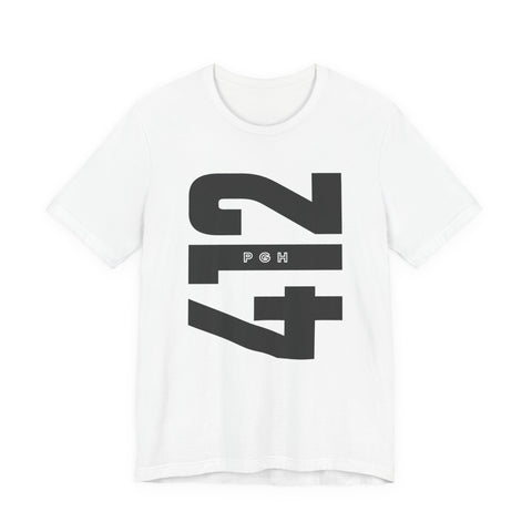 412 Bold Vertical Number Tee — Minimalist Monochrome Graphic T-Shirt
