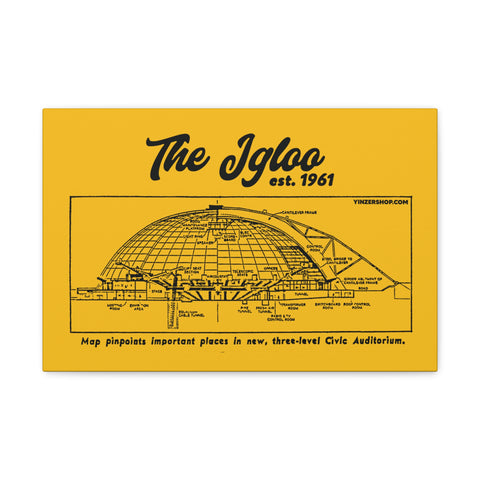 The Igloo - 1961 - Civic Arena - Retro Schematic - Canvas Gallery Wrap Wall Art Canvas Printify 18″ x 12″ 1.25"