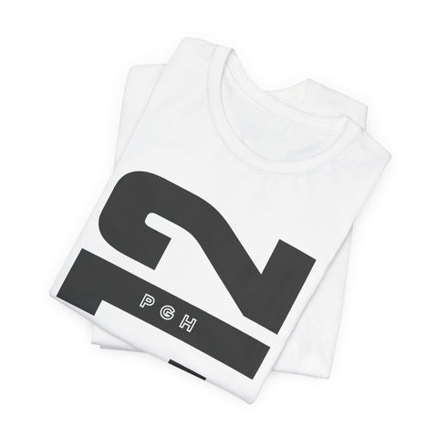 412 Bold Vertical Number Tee — Minimalist Monochrome Graphic T-Shirt