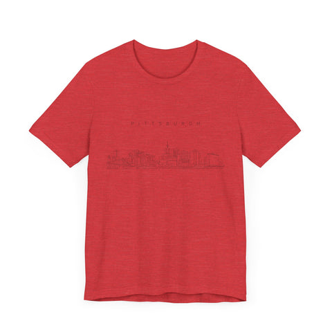 Pittsburgh One Line Drawing of Skyline T-Shirt  - Unisex bella+canvas 3001 T-Shirt Printify   