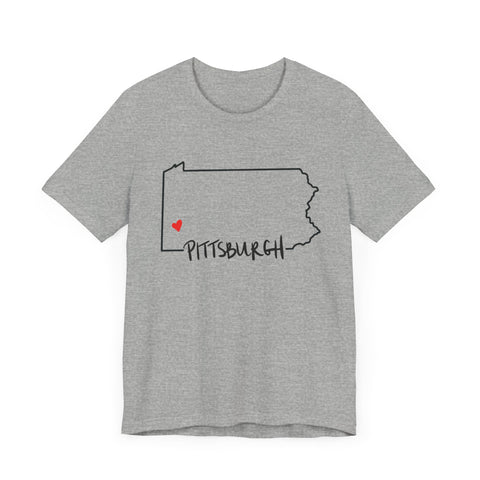 Love Pittsburgh Pennsylvania Short Sleeve T-Shirt  - Unisex bella+canvas 3001 T-Shirt Printify Athletic Heather S 
