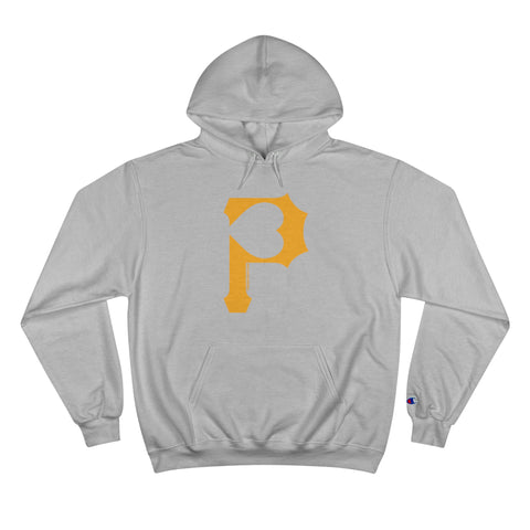 Heart of Pittsburgh - P for Pittsburgh Series - Champion Hoodie Hoodie Printify Light Steel S 