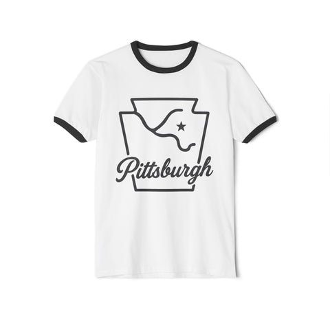 Pittsburgh Keystone Rivers - Unisex Cotton Ringer T-Shirt