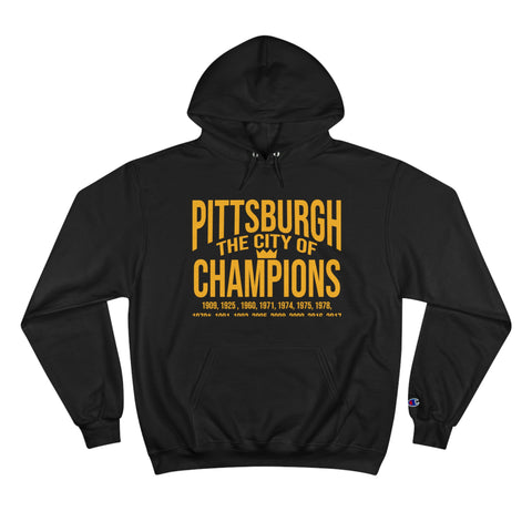 Pittsburgh, The City of Champions - Champion Hoodie Hoodie Printify Black S 