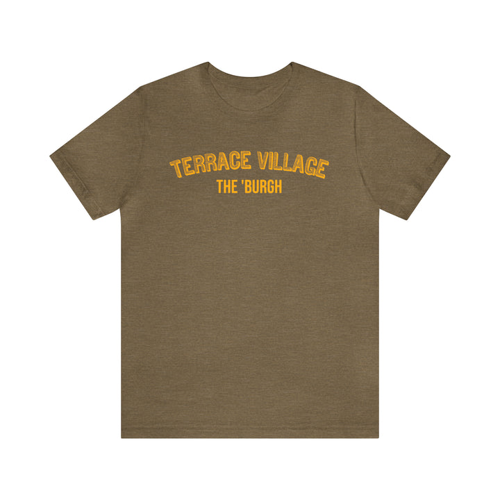 Terrace Village - The Burgh Neighborhood Series - Unisex Jersey Short Sleeve Tee T-Shirt Printify Heather Olive S 