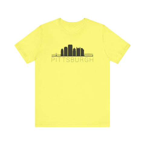 Pittsburgh Downtown Skyline Simplistic Design T-Shirt  - Unisex bella+canvas 3001 T-Shirt Printify Yellow S 