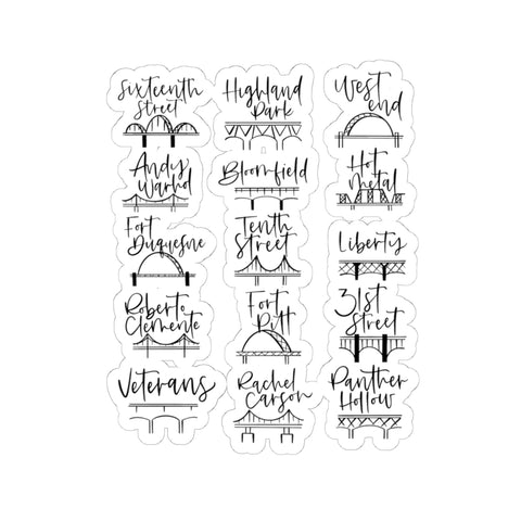 Pittsburgh Bridges Doodle -  Kiss-Cut Stickers