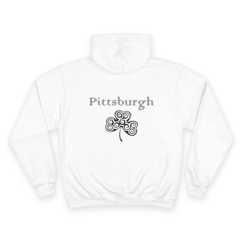 Pittsburgh Irish Clover - Print on back - Champion Hoodie