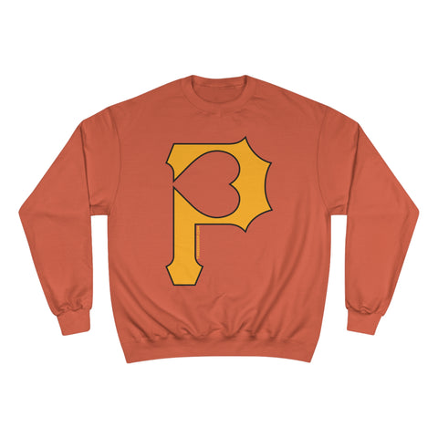 Heart of Pittsburgh - P for Pittsburgh Series - Champion Crewneck Sweatshirt Sweatshirt Printify Orange XL 