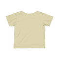 Back view of beige Cleveland Smells Like My Diaper baby tee, soft cotton for unisex infant wear.