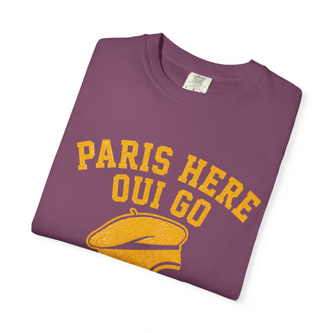 Paris Here We Go Pittsburgh 2026 French Beret Helmet on Premium Comfort Colors® T-Shirt