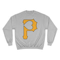 Heart of Pittsburgh - P for Pittsburgh Series - Champion Crewneck Sweatshirt Sweatshirt Printify Light Steel S 