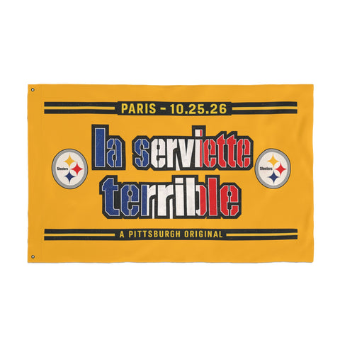 Pittsburgh Steelers French Flag Towel – "La Serviette Terrible" - Double Sided Flag
