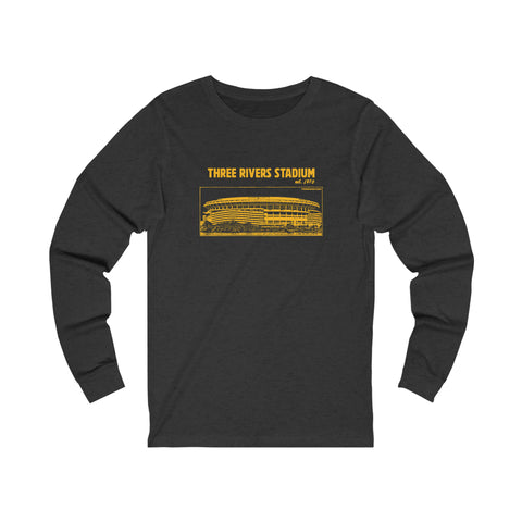 Three Rivers Stadium - 1970 - Retro Schematic - Long Sleeve Tee Long-sleeve Printify XS Dark Grey Heather 