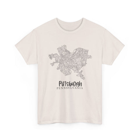 Pittsburgh Topo Word Map Graphic Gildan Unisex Heavy Cotton Tee