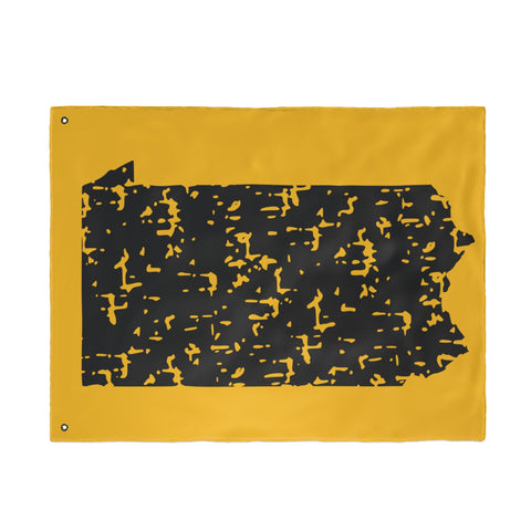 Pennsylvania Grunge - Double Sided Flag - Black and Gold