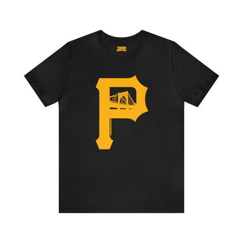 Bridges - P for Pittsburgh Series - Short Sleeve Tee T-Shirt Printify Black S 