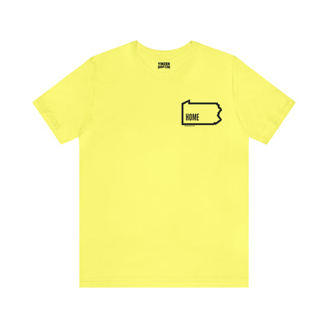 Pittsburgh, Pennsylvania, Home - PRINT ON BACK  - Short Sleeve Tee T-Shirt Printify Yellow S 