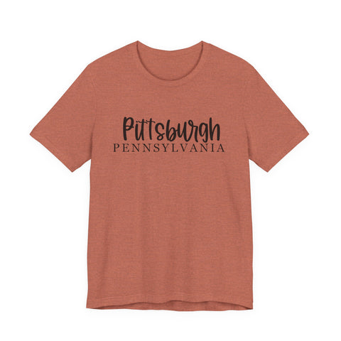 Pittsburgh Map (Print on Back) - Unisex Jersey Short Sleeve Tee